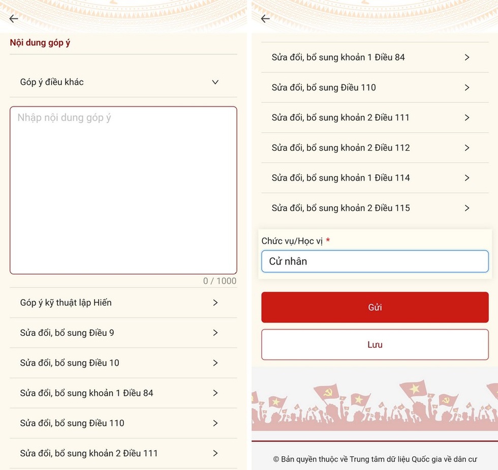 Hướng dẫn cách góp ý sửa đổi Hiến pháp thông qua ứng dụng VNeID - 7 Hướng dẫn cách góp ý sửa đổi Hiến pháp thông qua ứng dụng VNeID - 7