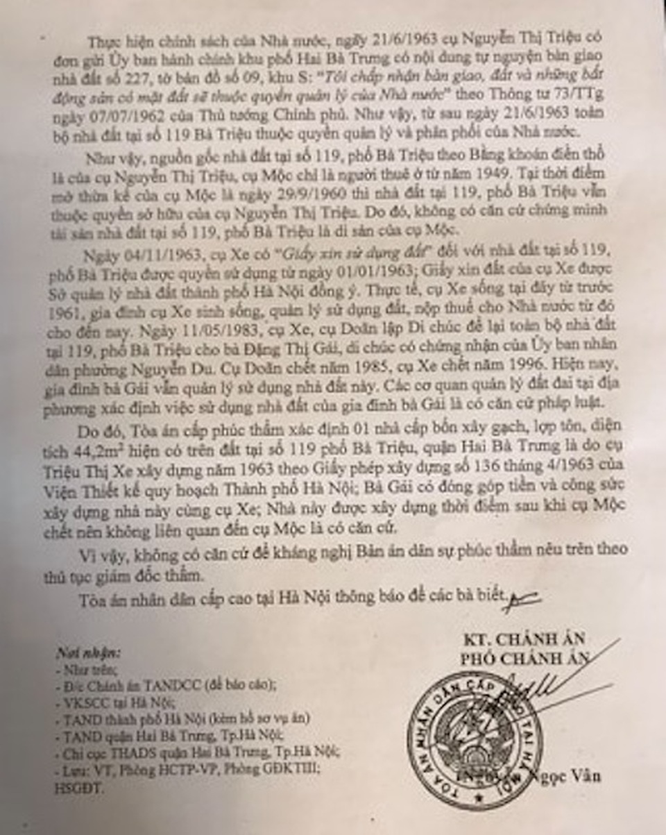 Hà Nội: Cụ bà 78 tuổi gần 10 năm đi kiện đòi một sự thật… hiển nhiên! - 2 Hà Nội: Cụ bà 78 tuổi gần 10 năm đi kiện đòi một sự thật… hiển nhiên! - 2