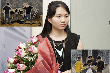 Nữ sinh 17 tuổi mở triển lãm tranh chống bạo hành phụ nữ