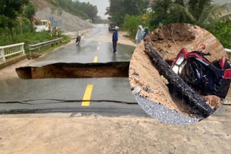 Cầu ở Đà Nẵng bất ngờ sụp lún, kéo người và xe xuống hố