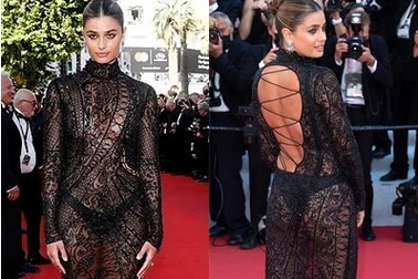 "Thiên thần" Victoria's Secret mặc váy lộ "nội y" tại LHP Cannes