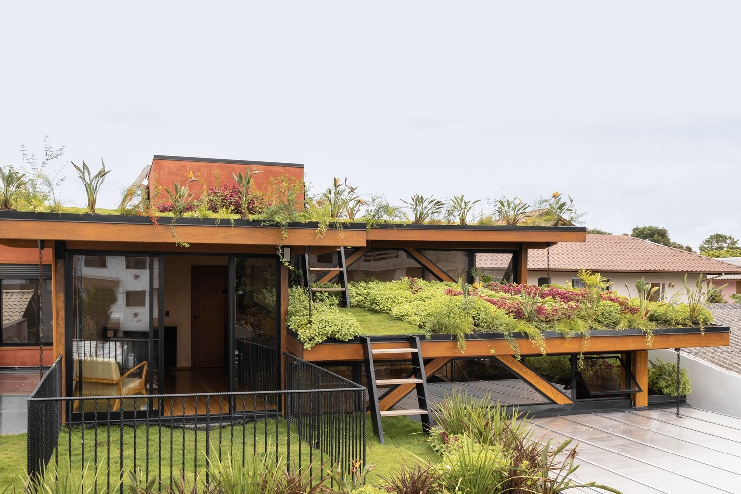 View - Ngôi nhà chia 2 khối, phủ xanh với 3 khu vườn trên mái xếp hình bậc thang | Báo Dân trí