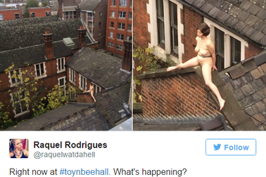 Khỏa thân ngồi trên mái nhà vì... nghệ thuật