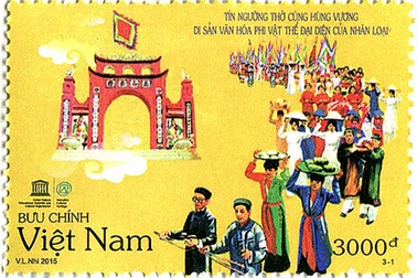 Phát hành bộ tem “Tín ngưỡng thờ cúng Hùng Vương”