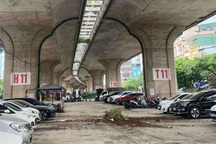 Hà Nội: Ô tô đâm chậu hoa trên cầu Vĩnh Tuy rơi xuống bãi xe