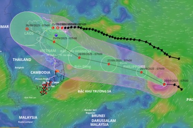 Bão Bualoi có thể mạnh lên cấp 13, hướng vào Biển Đông