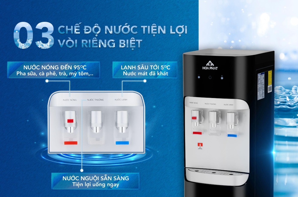 Hòa Phát ra mắt bộ sưu tập cây nước nóng lạnh 3 chế độ thế hệ mới - 1 Hòa Phát ra mắt bộ sưu tập cây nước nóng lạnh 3 chế độ thế hệ mới - 1