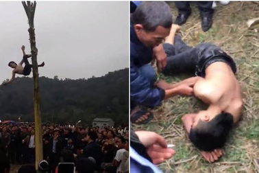 Yêu cầu báo cáo về thanh niên bị ngã bất tỉnh khi trèo ngọn chuối lấy lộc trong lễ hội