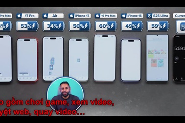 Đọ thời lượng pin loạt iPhone 17, iPhone Air và Galaxy S25 Ultra