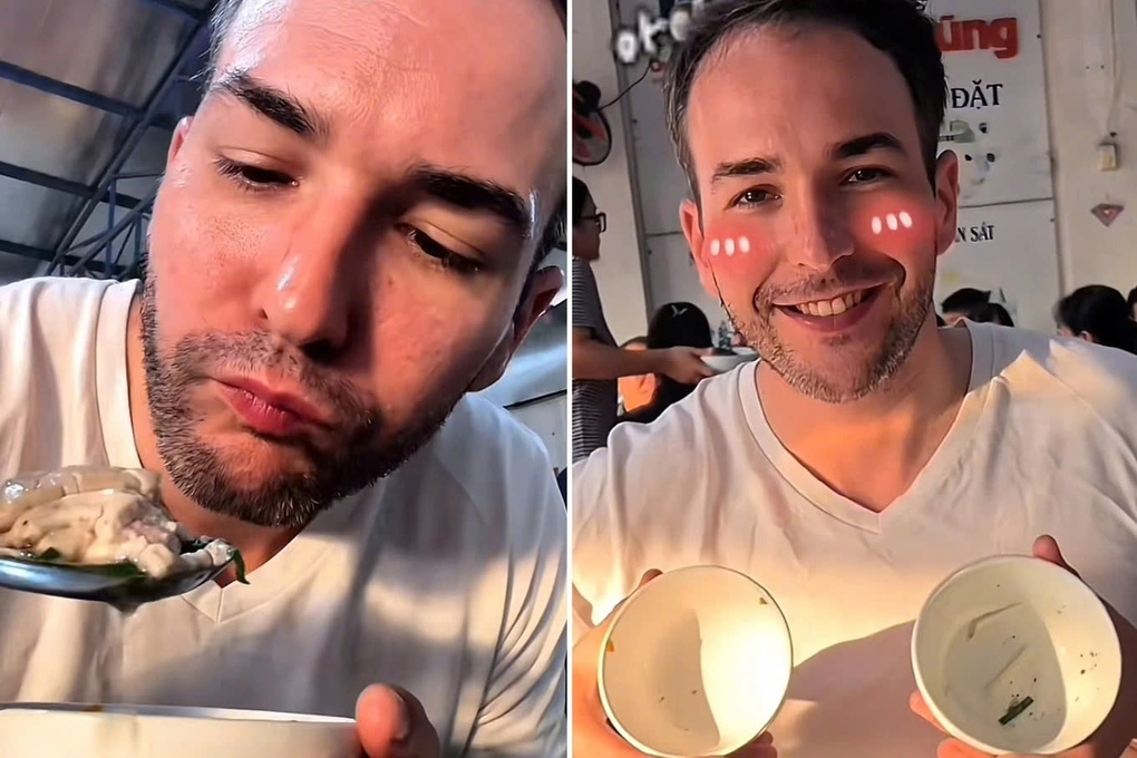 Video khách Tây khoe ăn 2m lòng xe điếu gây sốt mạng - 2 Video khách Tây khoe ăn 2m lòng xe điếu gây sốt mạng - 2