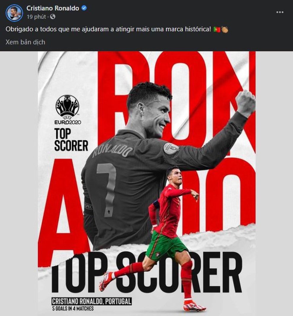 C.Ronaldo nói gì sau khi giành danh hiệu Vua phá lưới Euro 2020? - 2 C.Ronaldo nói gì sau khi giành danh hiệu Vua phá lưới Euro 2020? - 2