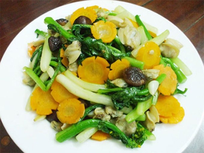 Image result for cải ngọt xào nghêu