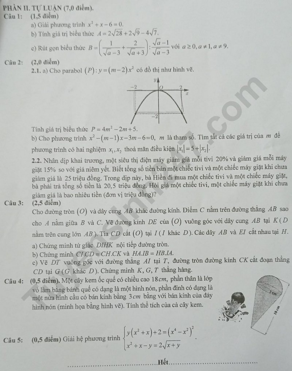 Preguntas y respuestas del examen de inglés y matemáticas para el grado 10 en Phu Tho - 6 Đề thi và đáp án môn tiếng Anh, toán thi lớp 10 của Phú Thọ - 6
