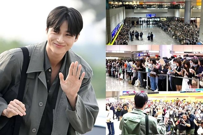 Byeon Woo Seok được người hâm mộ tại Hàn Quốc tiễn tại sân bay, ngày 6/6 (Ảnh: Naver).