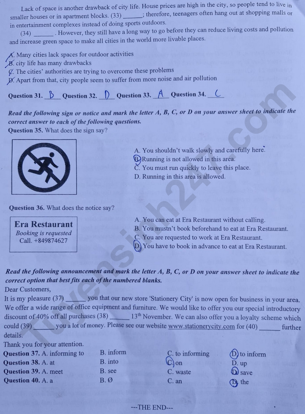 Đề thi môn toán, hóa, tiếng Anh lớp 10 Trường THPT Chuyên Khoa học Tự nhiên - 5 Đề thi môn toán, hóa, tiếng Anh lớp 10 Trường THPT Chuyên Khoa học Tự nhiên - 5