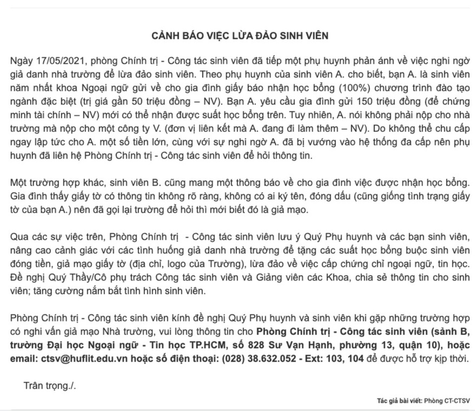 Sinh viên đòi gia đình 150 triệu đồng để nhận học bổng 50 triệu - 1 Sinh viên đòi gia đình 150 triệu đồng để nhận học bổng 50 triệu - 1