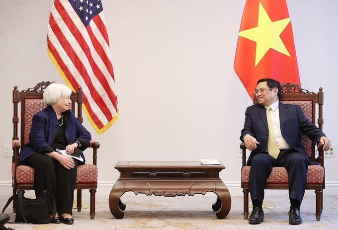 Thủ tướng Phạm Minh Chính tiếp bà Janet Yellen, Bộ trưởng Tài chính Hoa Kỳ.