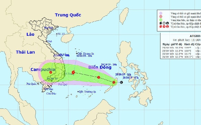 Xuất hiện vùng áp thấp trên Biển Đông - Ảnh 1.