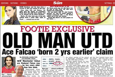 Radamel Falcao bị nghi ngờ gian lận tuổi