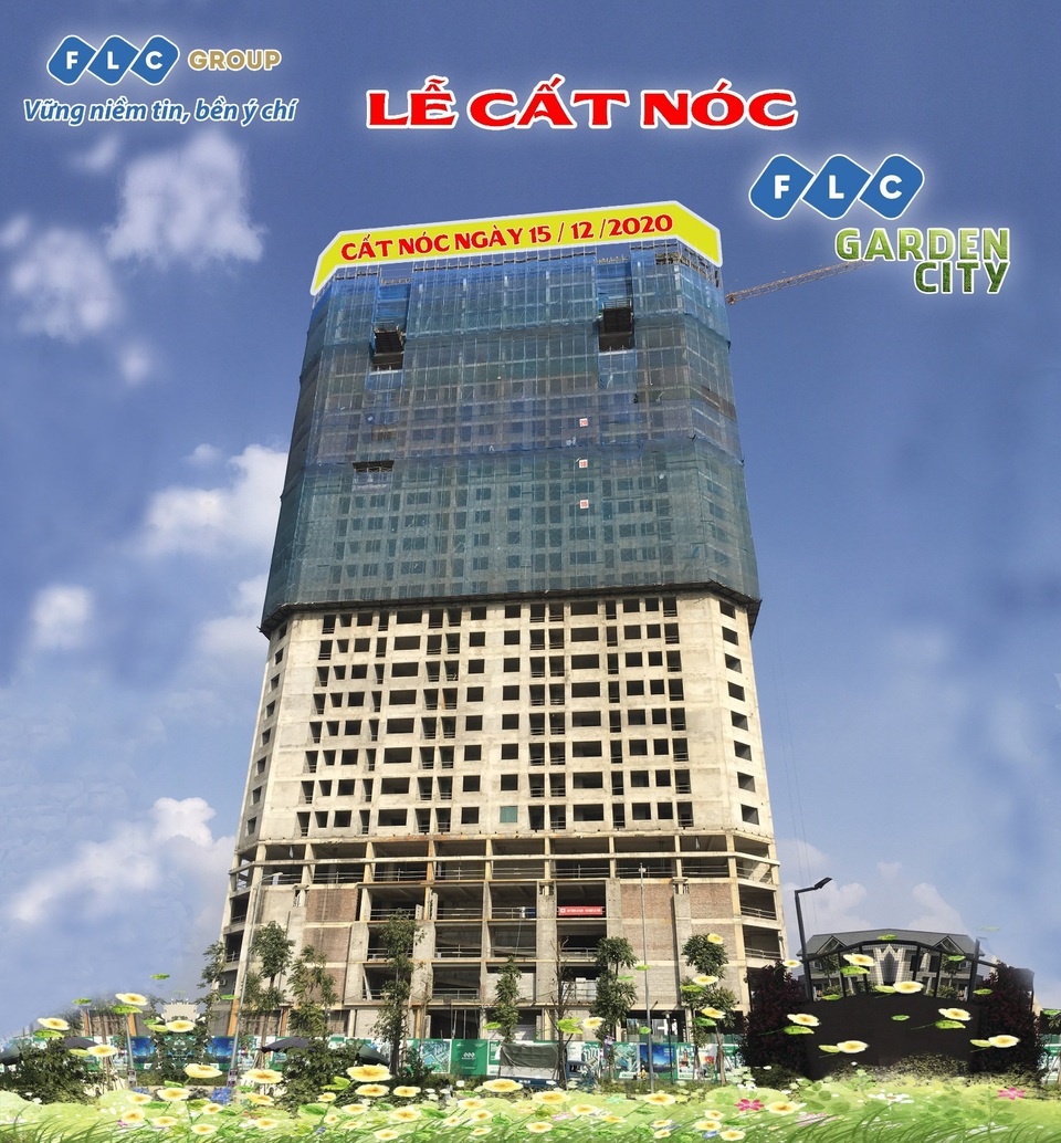 Cất nóc chung cư nhà ở xã hội FLC Garden City Đại Mỗ - 1 Cất nóc chung cư nhà ở xã hội FLC Garden City Đại Mỗ - 1