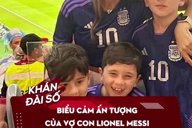 Biểu cảm ấn tượng của vợ con Lionel Messi gây sốt mạng xã hội