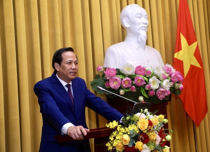 Bộ trưởng Bộ Lao động - Thương binh và Xã hội Đào Ngọc Dung phát biểu tại buổi gặp mặt.