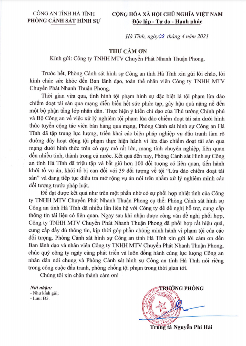 JT Express góp sức phá đường dây lừa đảo bán hàng online - 1 JT Express góp sức phá đường dây lừa đảo bán hàng online - 1