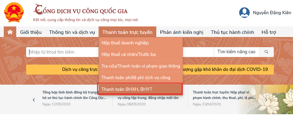 Gia hạn thẻ BHYT hộ gia đình và đóng BHXH tự nguyện trên Cổng DVC Quốc gia - 1 Gia hạn thẻ BHYT hộ gia đình và đóng BHXH tự nguyện trên Cổng DVC Quốc gia - 1