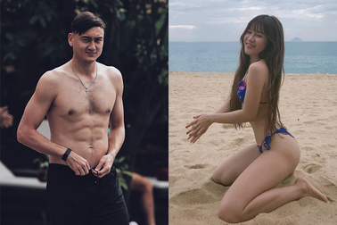 Cặp đôi Văn Lâm - Yến Xuân mê tập gym, vóc dáng "đẹp từng centimet"