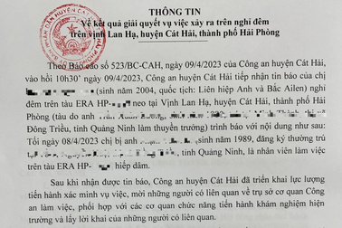 Thông tin bất ngờ vụ nữ du khách nước ngoài tố bị hiếp dâm trên vịnh Lan Hạ