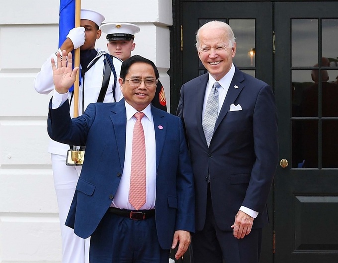 Tổng thống Hoa Kỳ Joe Biden đón Thủ tướng Phạm Minh Chính. 