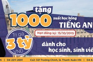 1000 suất học bổng tiếng Anh trị giá 3 tỷ VNĐ