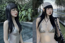 Hot girl đời đầu Tâm Tít diện bikini màu bạc "bốc lửa", khoe dáng gợi cảm