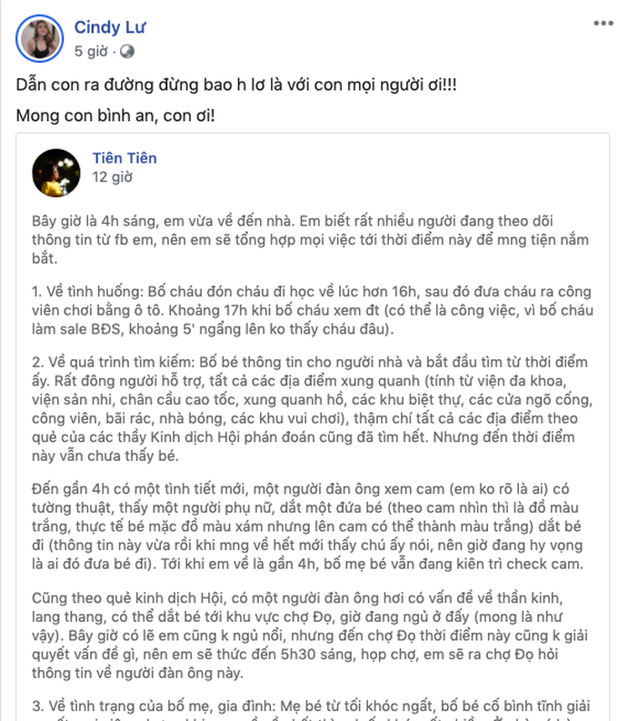 Dàn sao Việt chung tay kêu gọi tìm kiếm bé trai mất tích ở Bắc Ninh: Hoà Minzy đăng tin khẩn, bà xã Tiến Dũng nửa đêm vẫn đi tìm - Ảnh 6. Dàn sao Việt chung tay kêu gọi tìm kiếm bé trai mất tích ở Bắc Ninh: Hoà Minzy đăng tin khẩn, bà xã Tiến Dũng nửa đêm vẫn đi tìm - Ảnh 6.