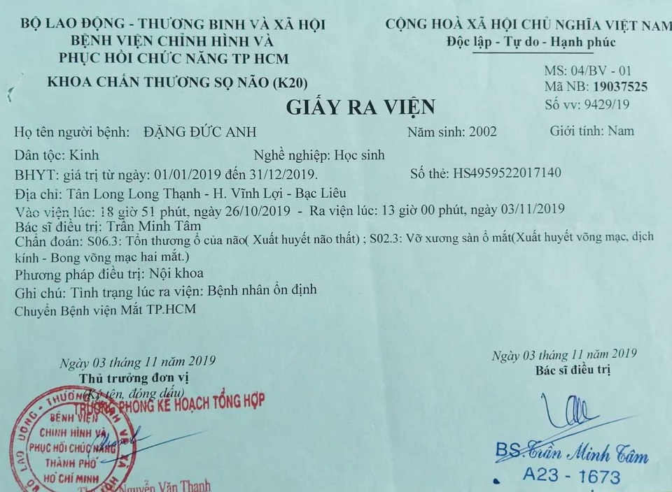 Nam sinh bị đánh chấn thương não, gia đình bức xúc vì địa phương chậm xử lý - 4 Nam sinh bị đánh chấn thương não, gia đình bức xúc vì địa phương chậm xử lý - 4
