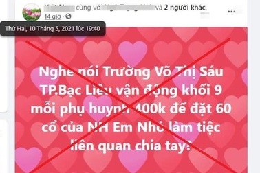 Không có chuyện trường vận động phụ huynh đặt 60 mâm tiệc chia tay học sinh