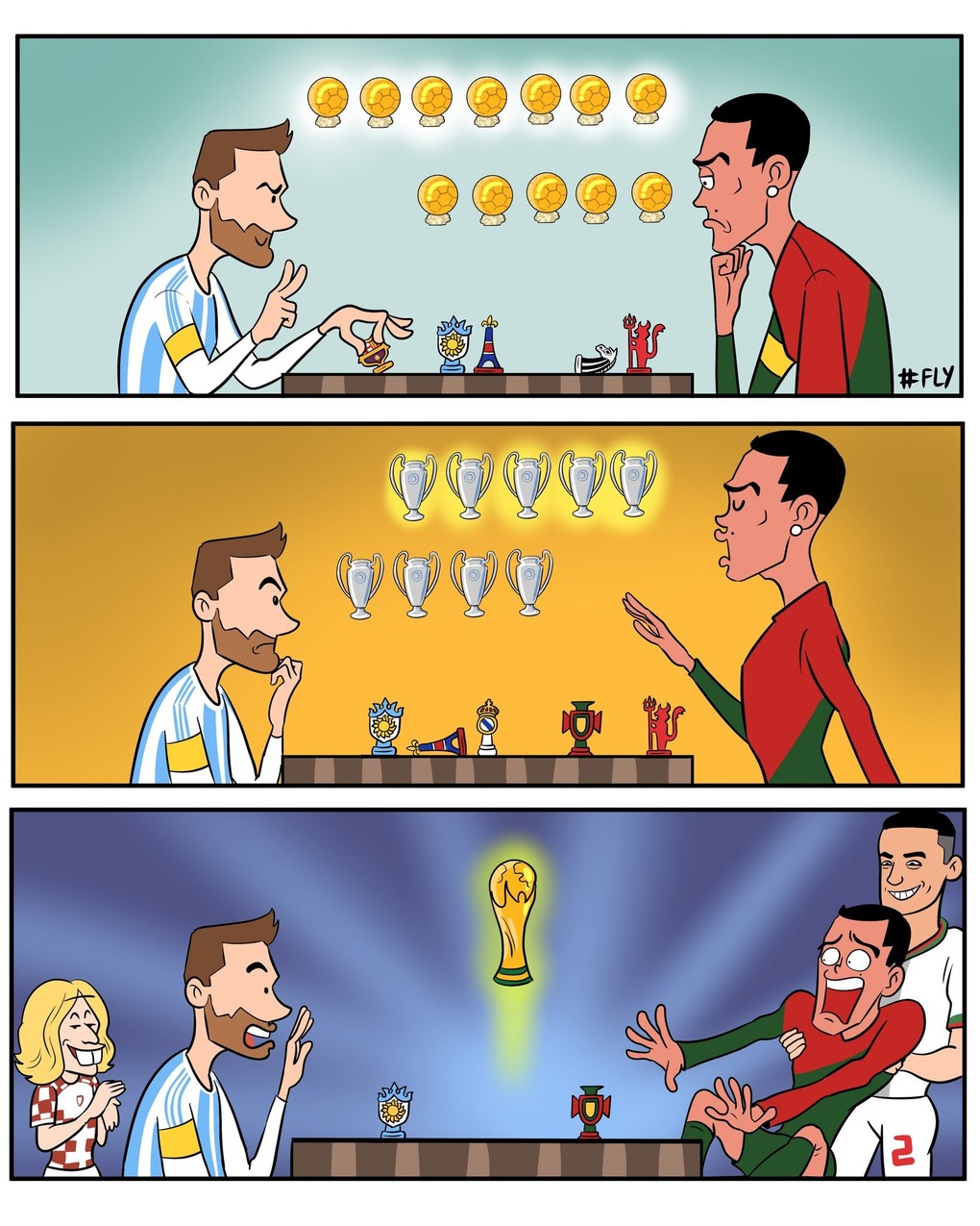 Ván cờ giữa Messi và Ronaldo giờ đã mất đi một người đánh (Ảnh: Thăng Fly Comics). Ván cờ giữa Messi và Ronaldo giờ đã mất đi một người đánh (Ảnh: Thăng Fly Comics).