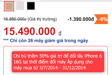 iPhone 5S chính hãng giảm giá trước ngày iPhone 6 lên kệ