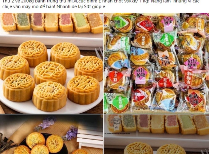 Bánh trung thu không rõ nguồn gốc được rao bán trên các trang mạng xã hội.