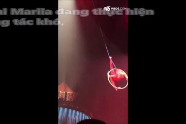 Khoảnh khắc nữ nghệ sĩ xiếc ngã lộn đầu khi đang trình diễn