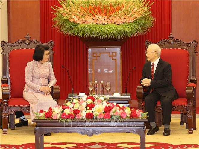 Tổng Bí thư Nguyễn Phú Trọng tiếp Chủ tịch Quốc hội Campuchia - 3