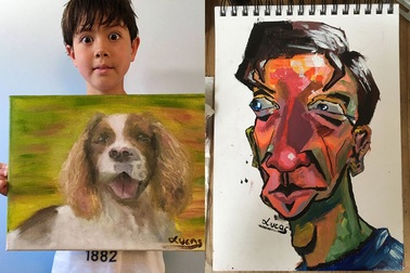 Cậu bé 9 tuổi nổi tiếng nhờ tài vẽ tranh đẹp mê ly