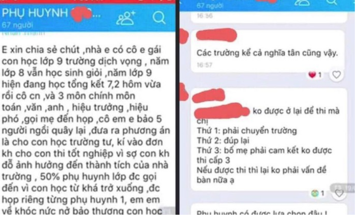 Vụ ép học sinh yếu không thi lớp 10: Trường phủ nhận và loạt chỉ đạo nóng - 1 Vụ ép học sinh yếu không thi lớp 10: Trường phủ nhận và loạt chỉ đạo nóng - 1