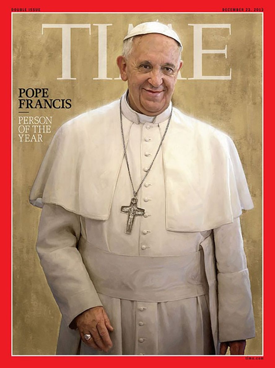 Giáo hoàng Francis được tạp chí Time vinh danh là Nhân vật của năm 2013 (Ảnh: Time).