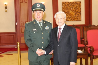 Tổng Bí thư tiếp đoàn đại biểu cấp cao quân đội Trung Quốc