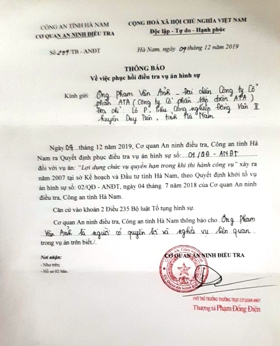 Phục hồi điều tra vụ lợi dụng chức vụ trục lợi tại Sở Kế hoạch - Đầu tư - 1 Phục hồi điều tra vụ lợi dụng chức vụ trục lợi tại Sở Kế hoạch - Đầu tư - 1