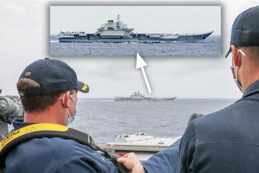 Lộ ảnh tàu chiến Mỹ bám sát tàu sân bay Trung Quốc