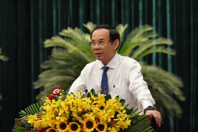 Bí thư Thành ủy TP.HCM Nguyễn Văn Nên phát biểu tại kỳ họp. (Ảnh: Thành Nhân).