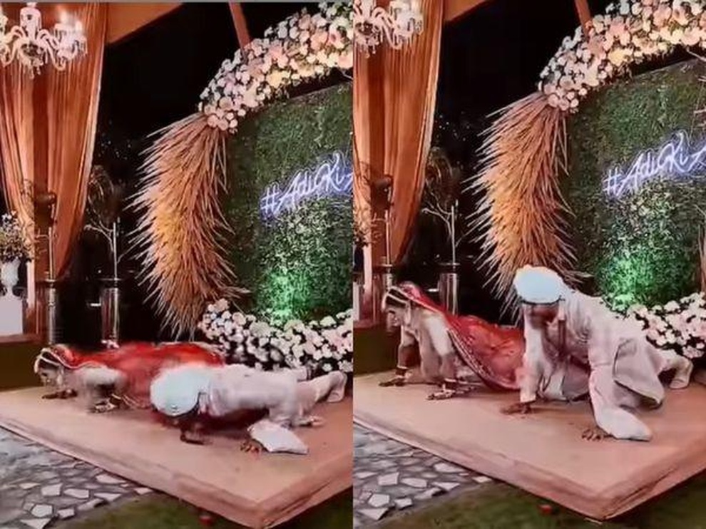 Hài hước cảnh cô dâu, chú rể... chống đẩy trong hôn lễ - 1 Hài hước cảnh cô dâu, chú rể... chống đẩy trong hôn lễ - 1