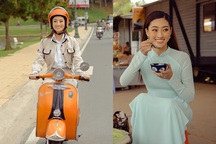 Lương Thùy Linh đi xe máy, ngồi lề đường thưởng thức tàu phớ khi tham quan Đà Lạt